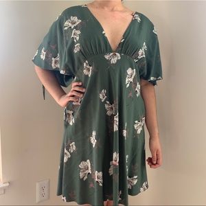 Free People Green Floral Shortsleeved Dress, 8